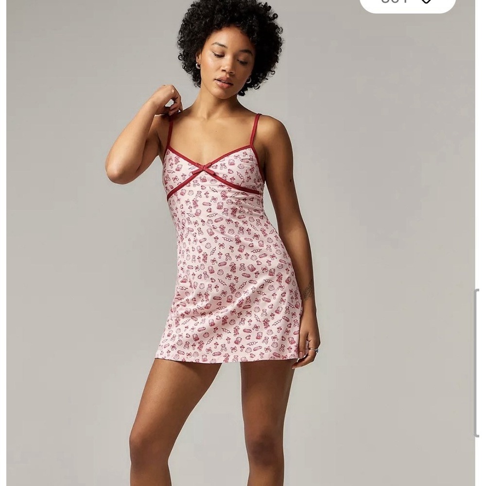 Motel Dimaya Mini Dress Urban Outfitters Pink Babydoll Small Kitsch Bow Teddy